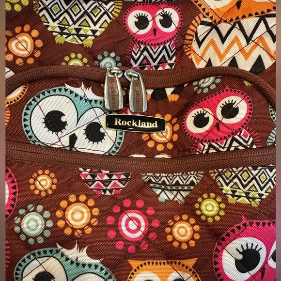 Rockland Owl Print Rolling Tote for Travel, Crafts or Storage - Picture 4 of 16